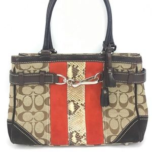 Small COACH Brown Leather Handbag Snake skin